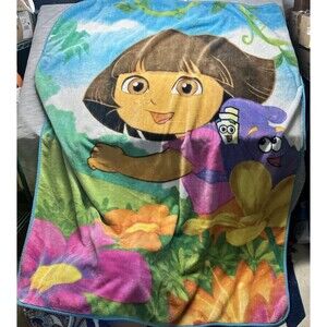 Vintage  Dora the Explorer With Backpack And Map  Plush Blanket 60 X 76 inch
